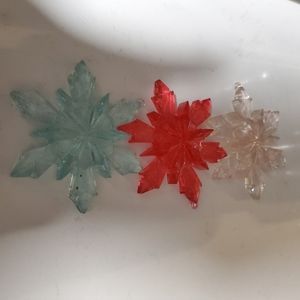 Set Of 3 Epoxy Resin Snowflake Ornaments